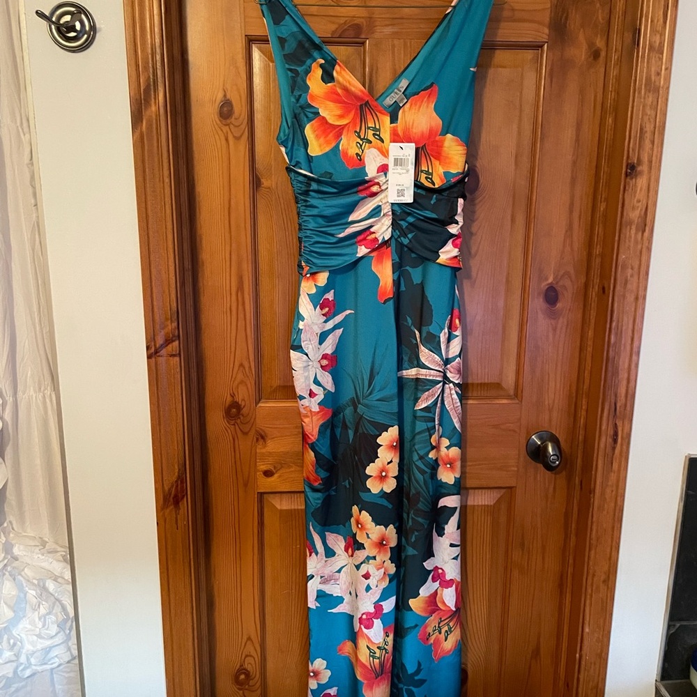 Guess Teal and Orange Floral jumpsuit .